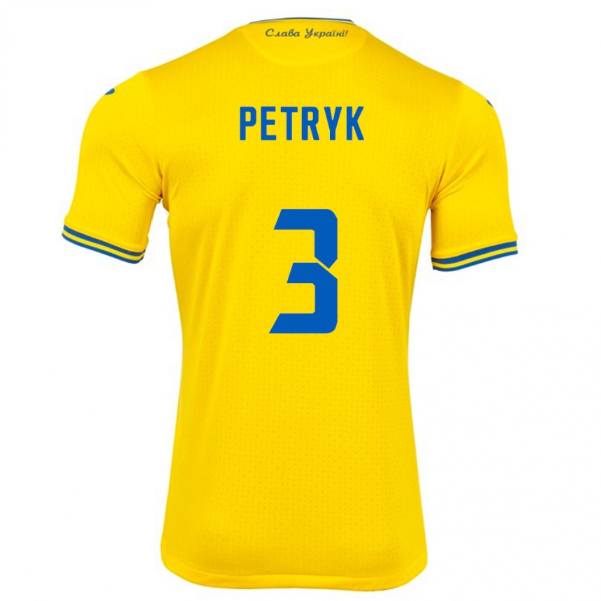 Kinder Fußball Ukraine Anna Petryk #3 Gelb Heimtrikot Trikot 24-26 T-Shirt Luxemburg