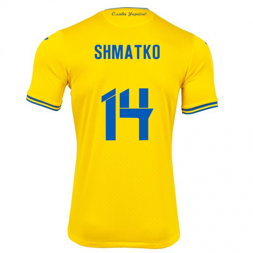 Kinder Fußball Ukraine Lyubov Shmatko #14 Gelb Heimtrikot Trikot 24-26 T-Shirt Luxemburg