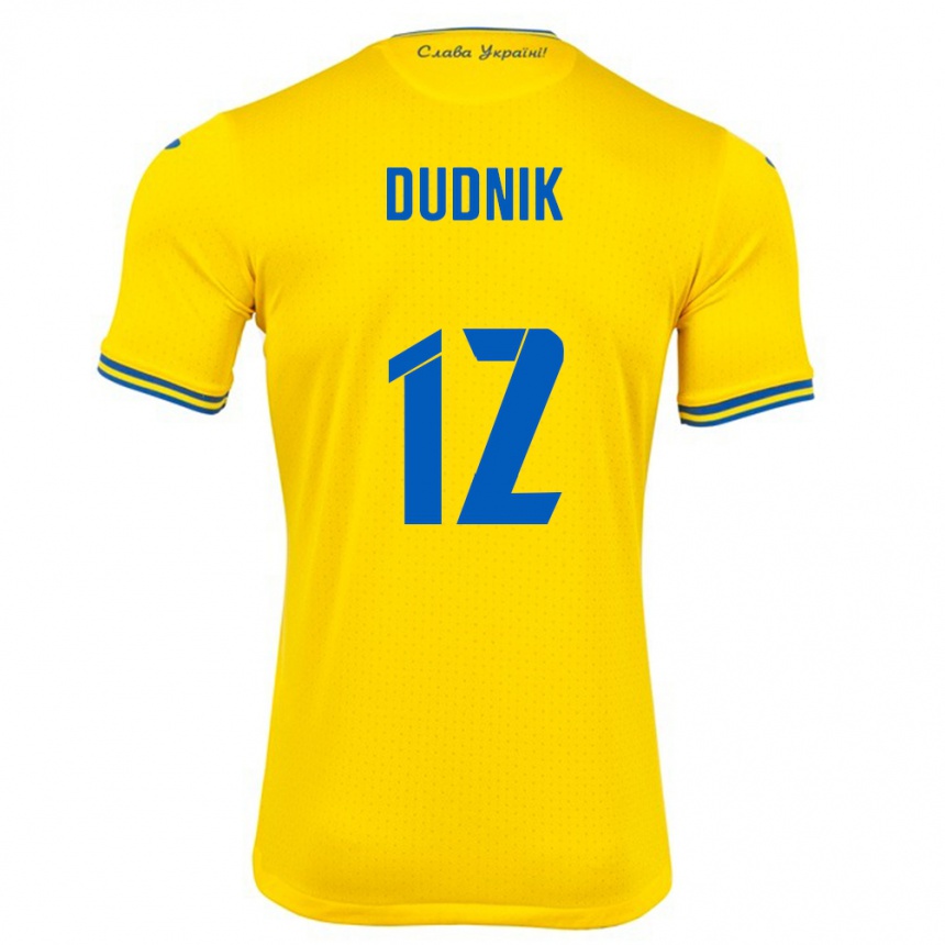 Kinder Fußball Ukraine Marina Dudnik #12 Gelb Heimtrikot Trikot 24-26 T-Shirt Luxemburg