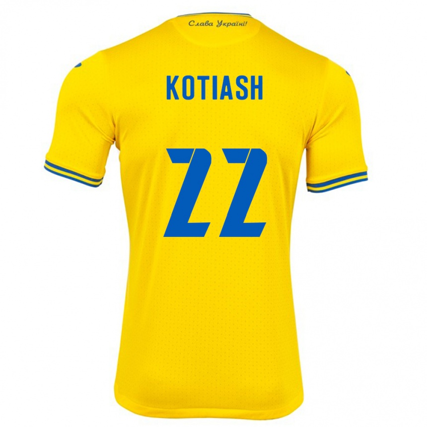 Kinder Fußball Ukraine Iryna Kotiash #22 Gelb Heimtrikot Trikot 24-26 T-Shirt Luxemburg