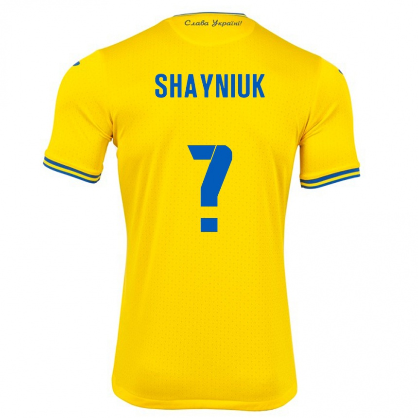 Kinder Fußball Ukraine Marina Shayniuk #0 Gelb Heimtrikot Trikot 24-26 T-Shirt Luxemburg