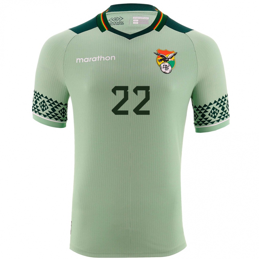 Kinder Fußball Bolivien Gonzalo Mendoza #22 Hellgrün Heimtrikot Trikot 24-26 T-Shirt Luxemburg