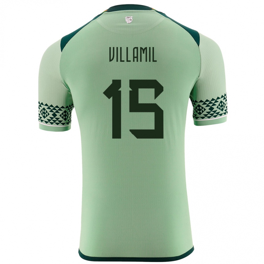Kinder Fußball Bolivien Gabriel Villamíl #15 Hellgrün Heimtrikot Trikot 24-26 T-Shirt Luxemburg