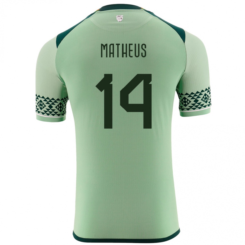 Kinder Fußball Bolivien Robson Matheus #14 Hellgrün Heimtrikot Trikot 24-26 T-Shirt Luxemburg