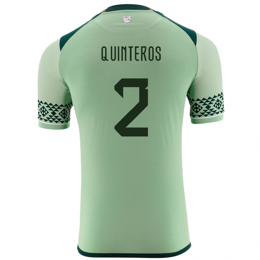 Kinder Fußball Bolivien Jairo Quinteros #2 Hellgrün Heimtrikot Trikot 24-26 T-Shirt Luxemburg