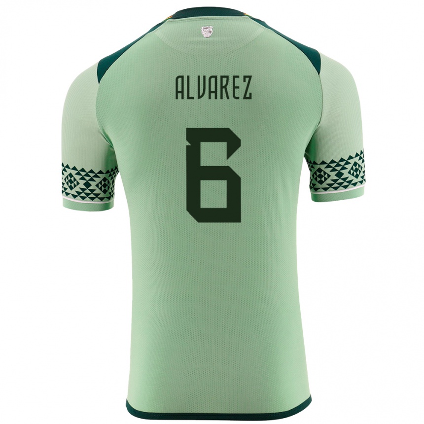 Kinder Fußball Bolivien Eduardo Álvarez #6 Hellgrün Heimtrikot Trikot 24-26 T-Shirt Luxemburg