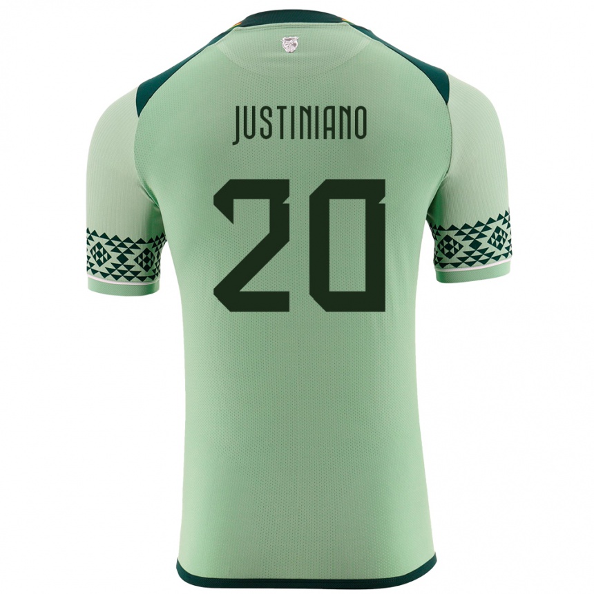 Kinder Fußball Bolivien Leonardo Justiniano #20 Hellgrün Heimtrikot Trikot 24-26 T-Shirt Luxemburg