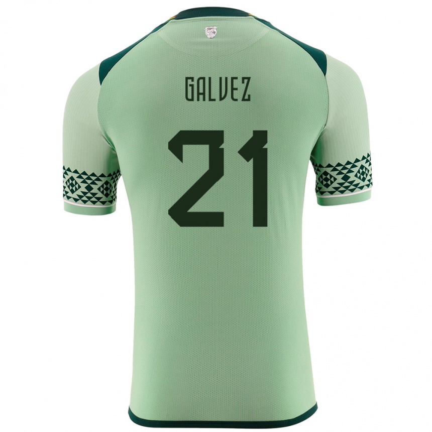 Kinder Fußball Bolivien Vladimir Galvez #21 Hellgrün Heimtrikot Trikot 24-26 T-Shirt Luxemburg