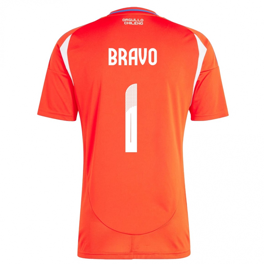 Kinder Fußball Chile Claudio Bravo #1 Rot Heimtrikot Trikot 24-26 T-Shirt Luxemburg