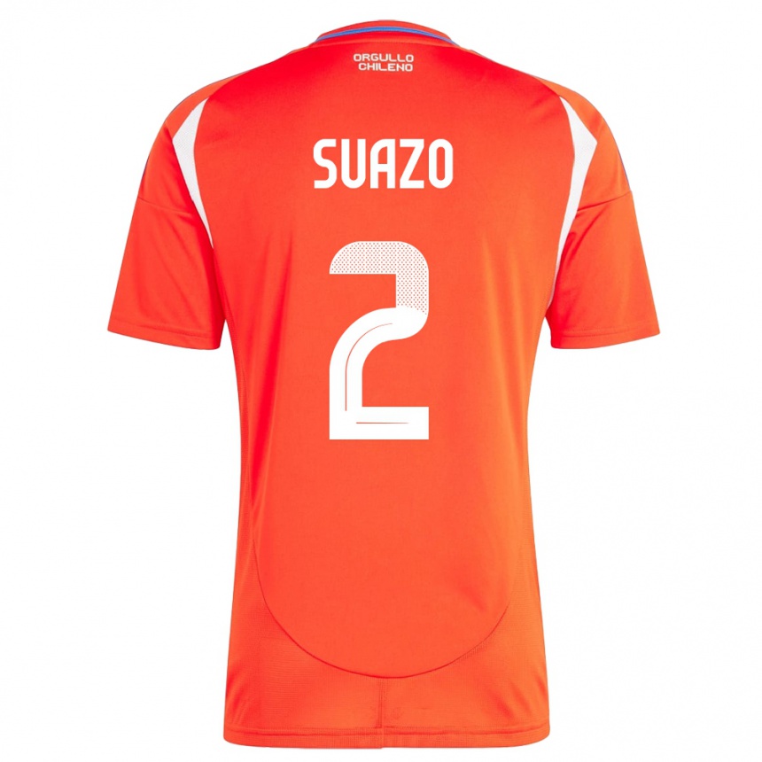 Kinder Fußball Chile Gabriel Suazo #2 Rot Heimtrikot Trikot 24-26 T-Shirt Luxemburg