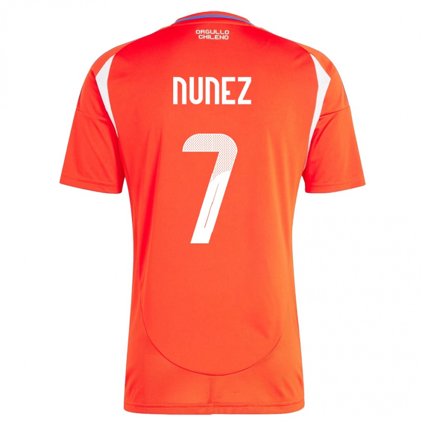 Kinder Fußball Chile Marcelino Núñez #7 Rot Heimtrikot Trikot 24-26 T-Shirt Luxemburg