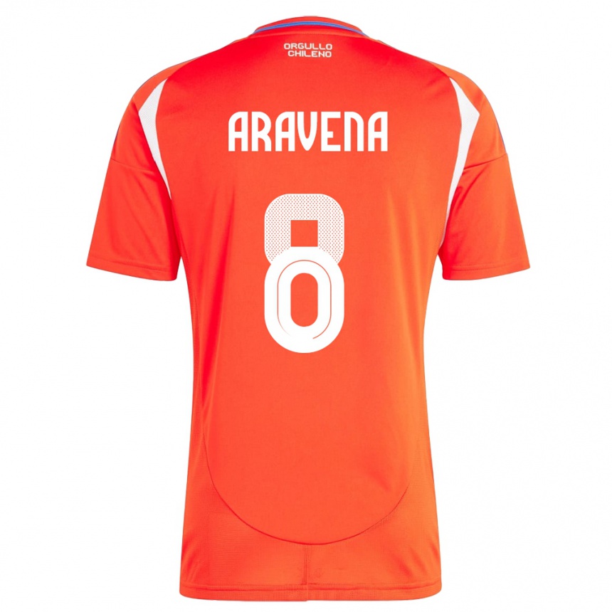 Kinder Fußball Chile Alexander Aravena #8 Rot Heimtrikot Trikot 24-26 T-Shirt Luxemburg