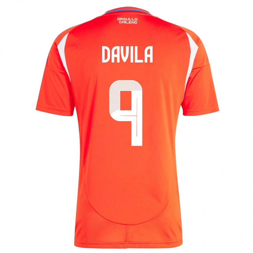 Kinder Fußball Chile Víctor Dávila #9 Rot Heimtrikot Trikot 24-26 T-Shirt Luxemburg