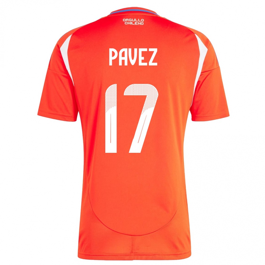 Kinder Fußball Chile Esteban Pavez #17 Rot Heimtrikot Trikot 24-26 T-Shirt Luxemburg