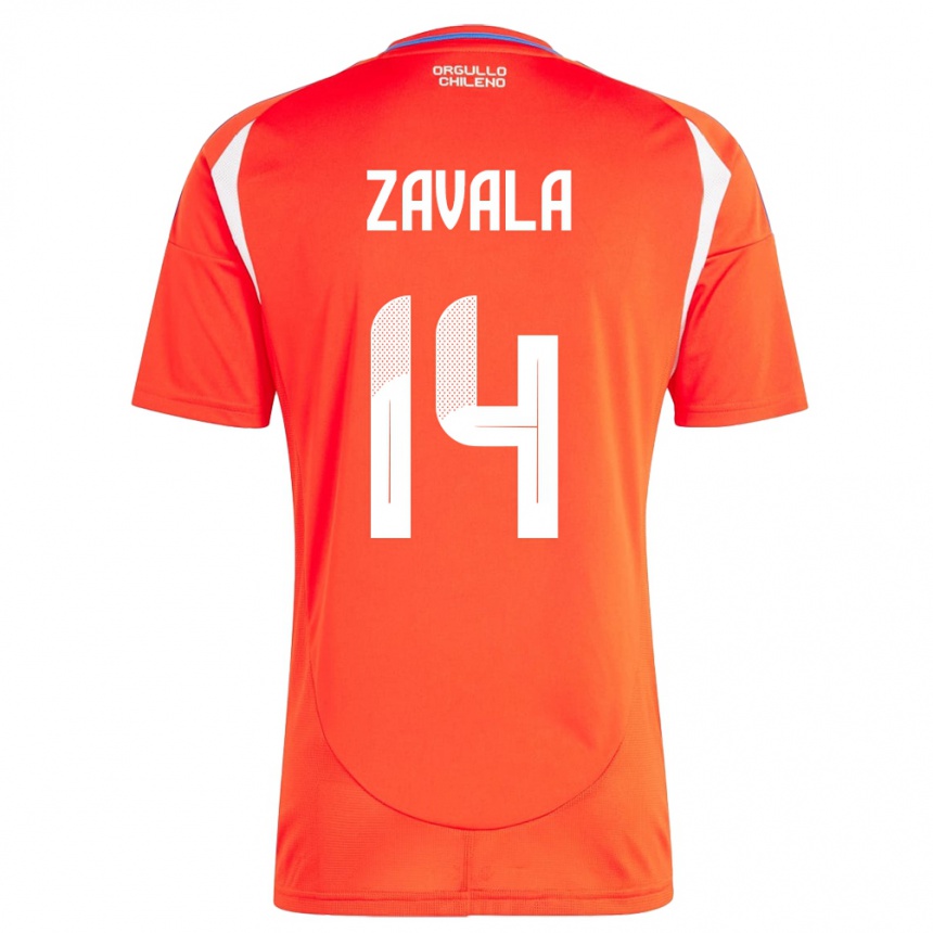 Kinder Fußball Chile Cristián Zavala #14 Rot Heimtrikot Trikot 24-26 T-Shirt Luxemburg