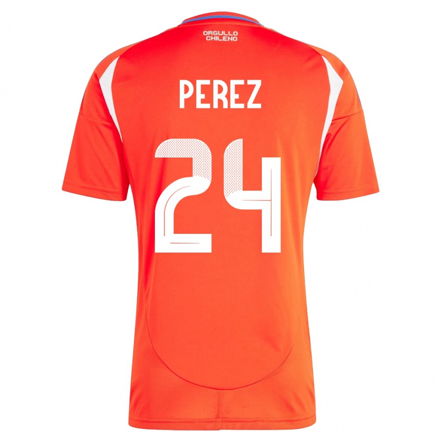 Kinder Fußball Chile César Pérez #24 Rot Heimtrikot Trikot 24-26 T-Shirt Luxemburg