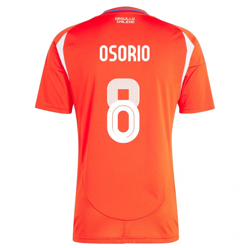 Kinder Fußball Chile Darío Osorio #8 Rot Heimtrikot Trikot 24-26 T-Shirt Luxemburg