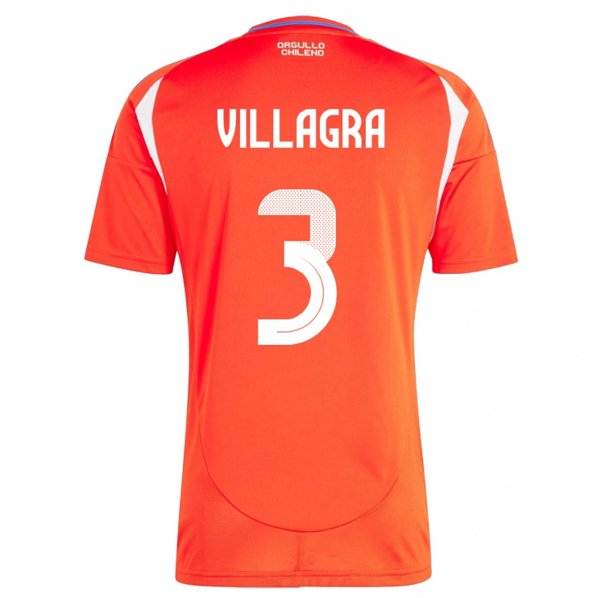 Kinder Fußball Chile Jonathan Villagra #3 Rot Heimtrikot Trikot 24-26 T-Shirt Luxemburg