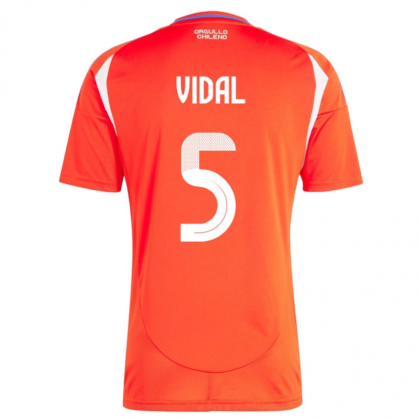 Kinder Fußball Chile Valentín Vidal #5 Rot Heimtrikot Trikot 24-26 T-Shirt Luxemburg