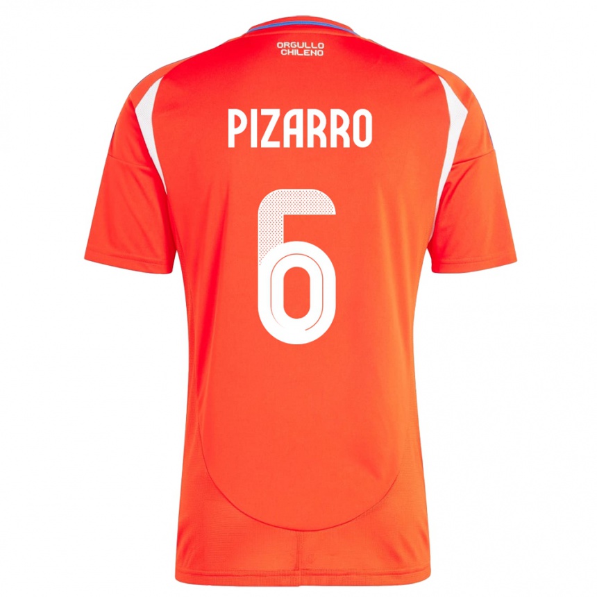 Kinder Fußball Chile Vicente Pizarro #6 Rot Heimtrikot Trikot 24-26 T-Shirt Luxemburg