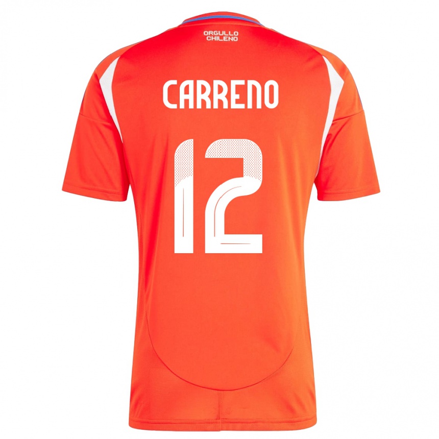 Kinder Fußball Chile Diego Carreño #12 Rot Heimtrikot Trikot 24-26 T-Shirt Luxemburg