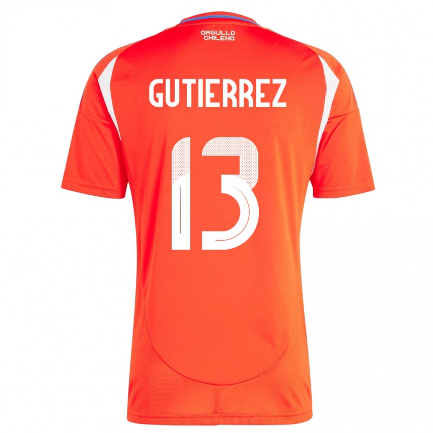 Kinder Fußball Chile Daniel Gutiérrez #13 Rot Heimtrikot Trikot 24-26 T-Shirt Luxemburg