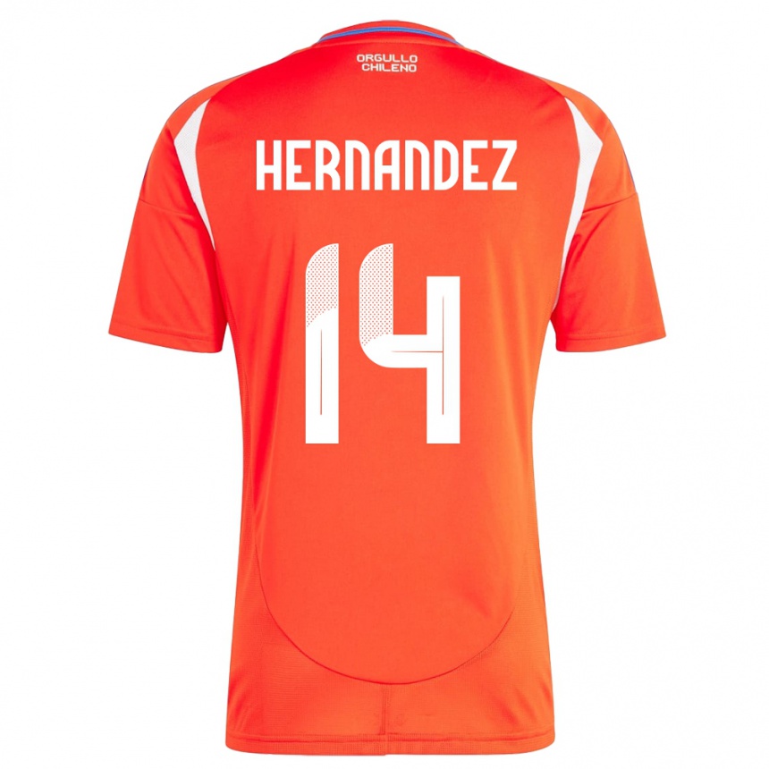 Kinder Fußball Chile Leandro Hernández #14 Rot Heimtrikot Trikot 24-26 T-Shirt Luxemburg