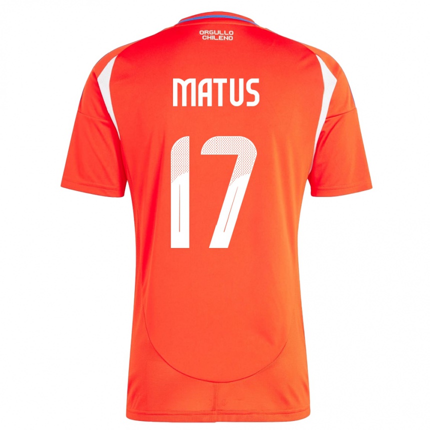 Kinder Fußball Chile Esteban Matus #17 Rot Heimtrikot Trikot 24-26 T-Shirt Luxemburg