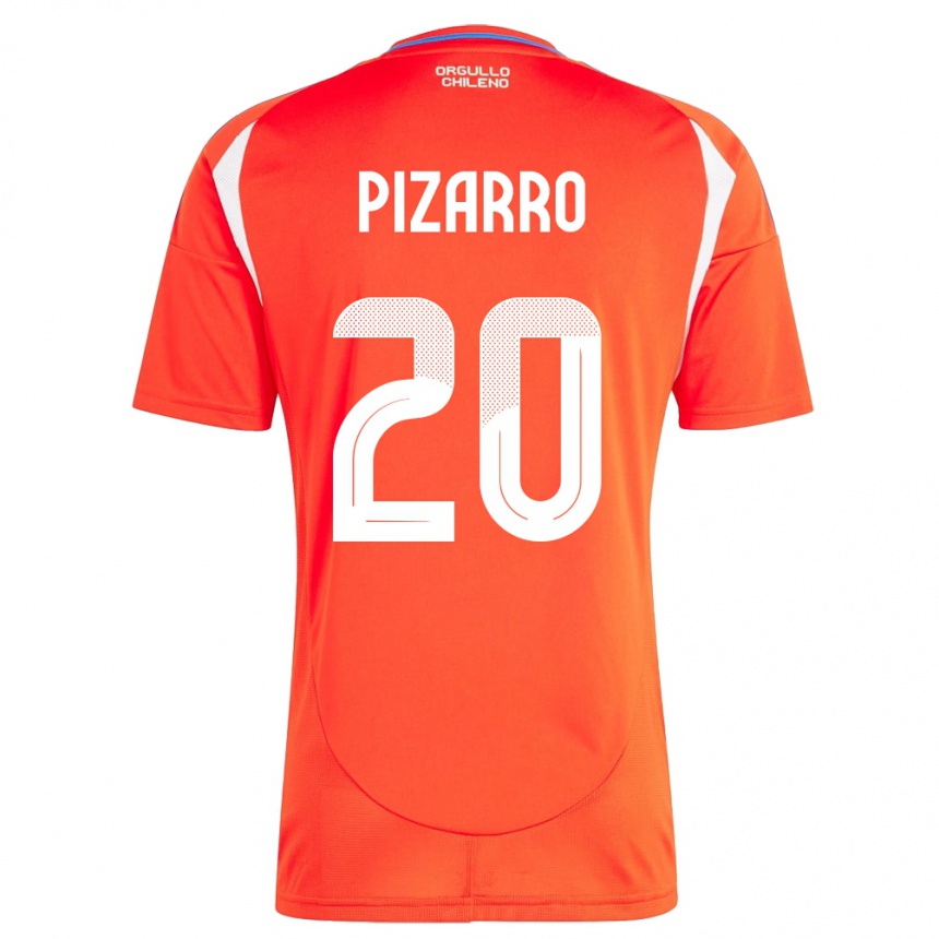 Kinder Fußball Chile Damián Pizarro #20 Rot Heimtrikot Trikot 24-26 T-Shirt Luxemburg