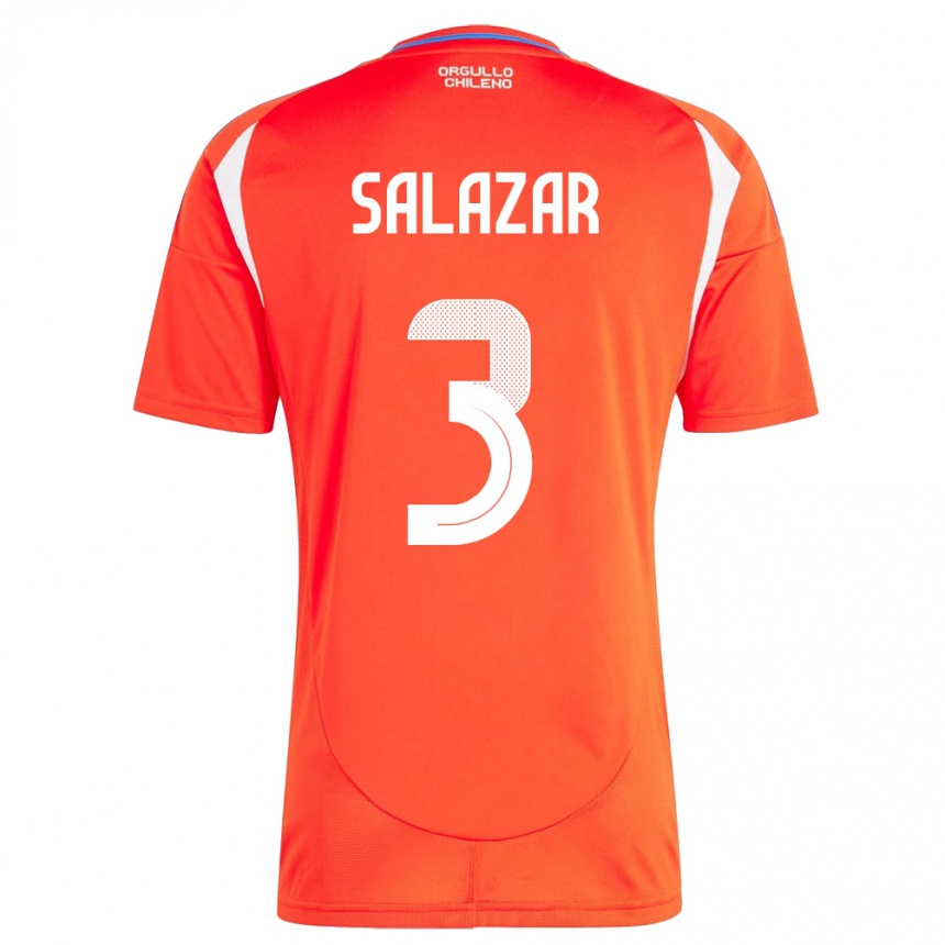 Kinder Fußball Chile Yahir Salazar #3 Rot Heimtrikot Trikot 24-26 T-Shirt Luxemburg