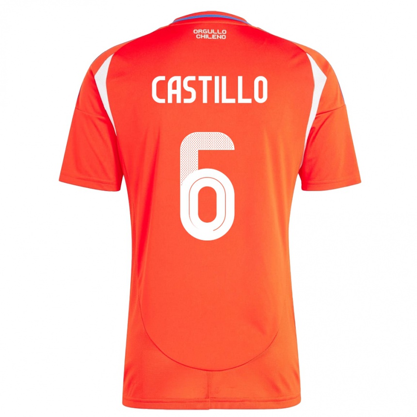 Kinder Fußball Chile Cristóbal Castillo #6 Rot Heimtrikot Trikot 24-26 T-Shirt Luxemburg