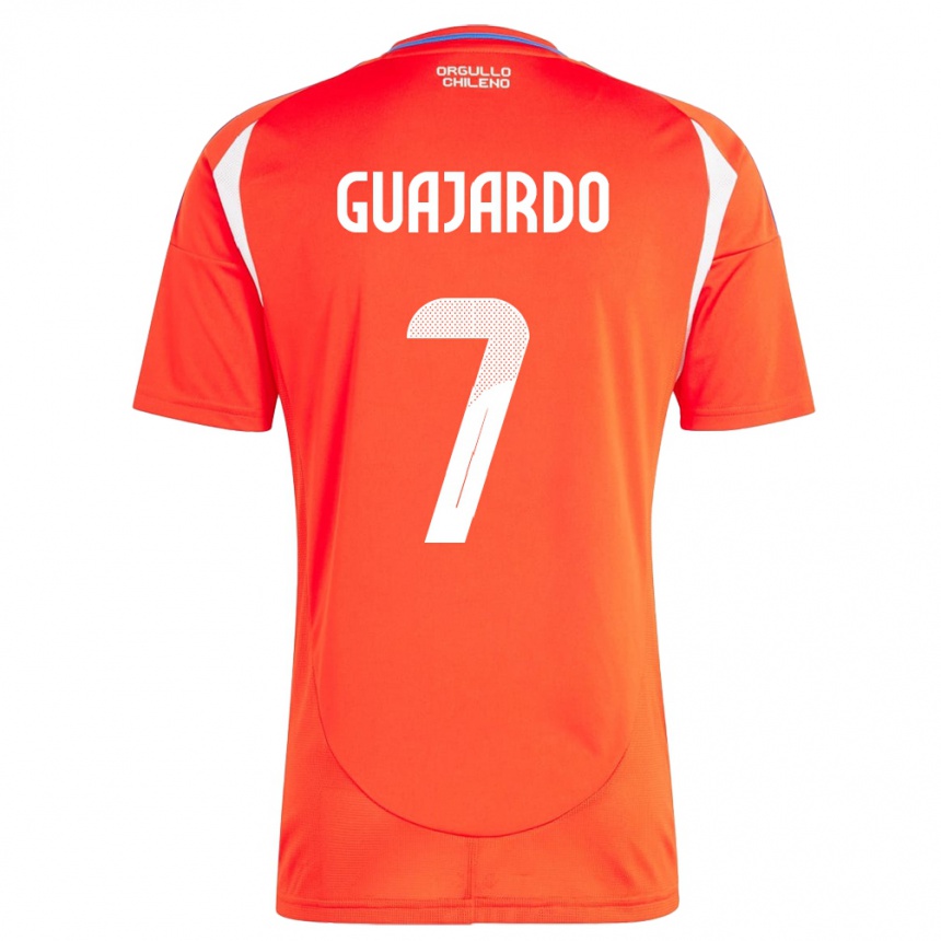 Kinder Fußball Chile Paolo Guajardo #7 Rot Heimtrikot Trikot 24-26 T-Shirt Luxemburg