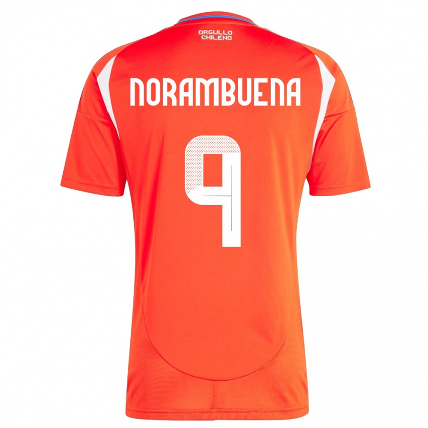 Kinder Fußball Chile Gabriel Norambuena #9 Rot Heimtrikot Trikot 24-26 T-Shirt Luxemburg