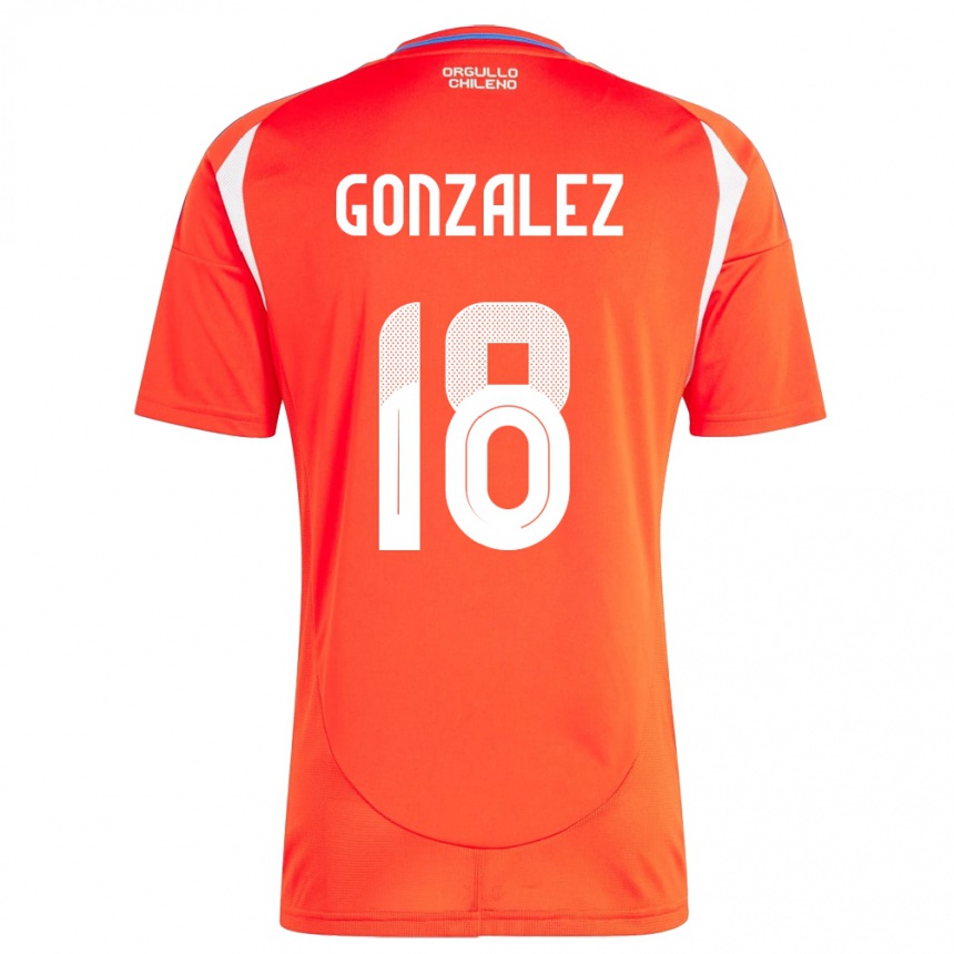 Kinder Fußball Chile Bryan González #18 Rot Heimtrikot Trikot 24-26 T-Shirt Luxemburg