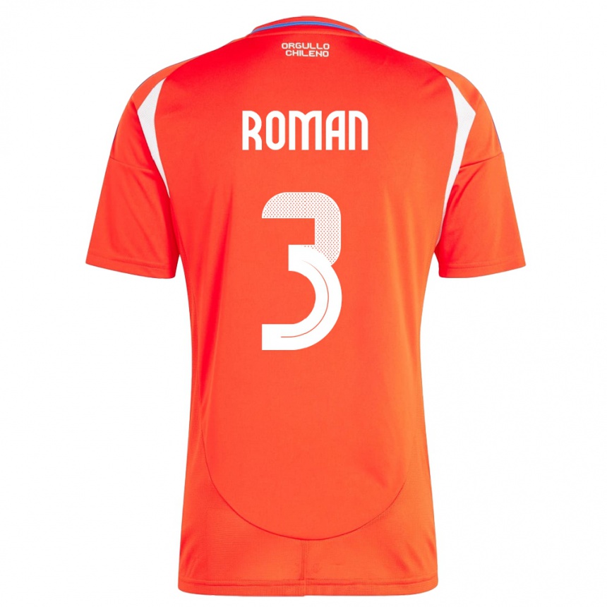 Kinder Fußball Chile Iván Román #3 Rot Heimtrikot Trikot 24-26 T-Shirt Luxemburg