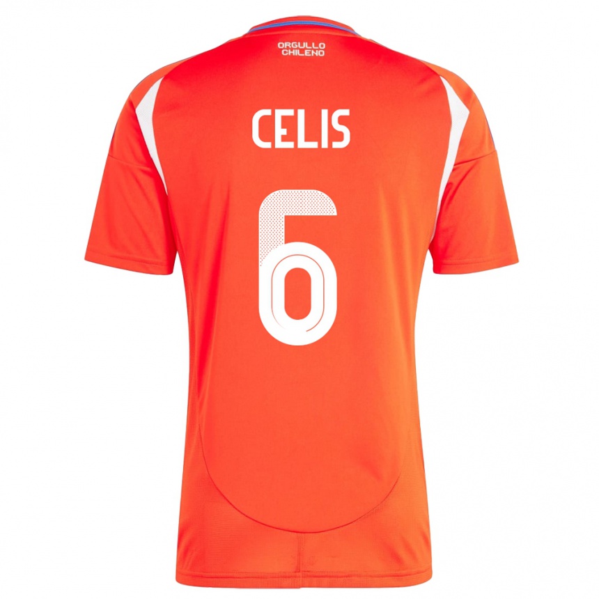 Kinder Fußball Chile Milovan Celis #6 Rot Heimtrikot Trikot 24-26 T-Shirt Luxemburg