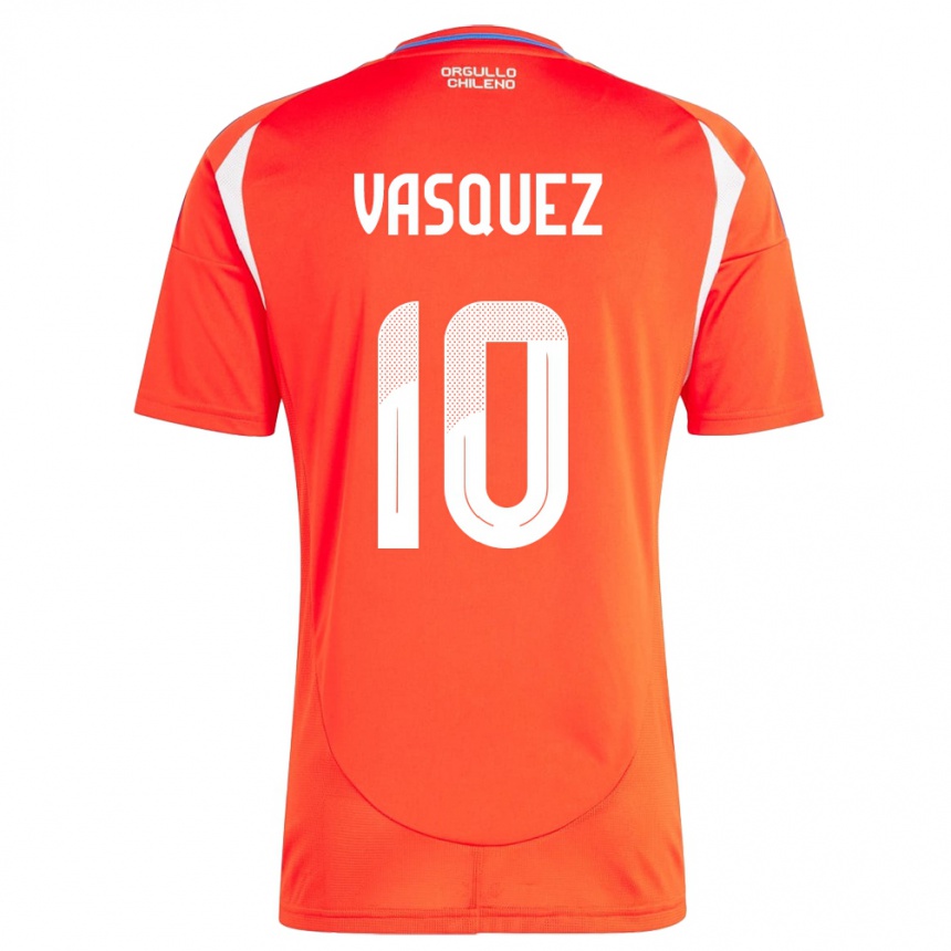 Kinder Fußball Chile Ignacio Vásquez #10 Rot Heimtrikot Trikot 24-26 T-Shirt Luxemburg