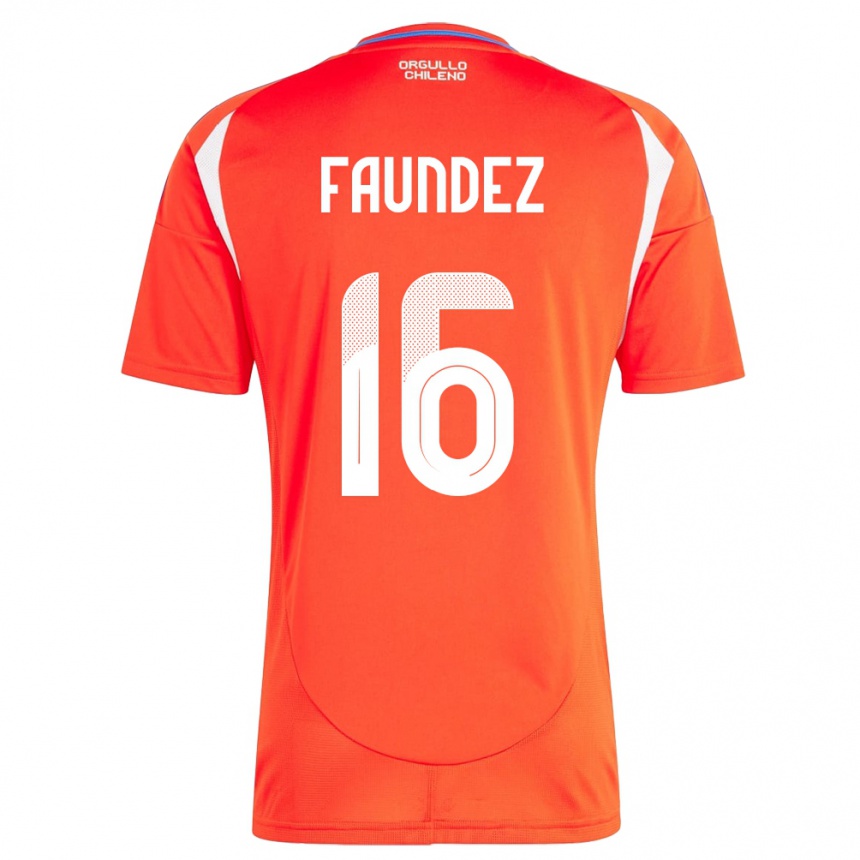 Kinder Fußball Chile Felipe Faúndez #16 Rot Heimtrikot Trikot 24-26 T-Shirt Luxemburg