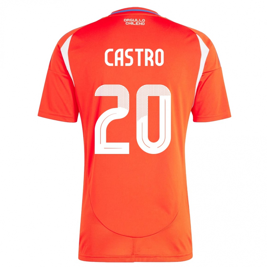 Kinder Fußball Chile Benjamín Castro #20 Rot Heimtrikot Trikot 24-26 T-Shirt Luxemburg