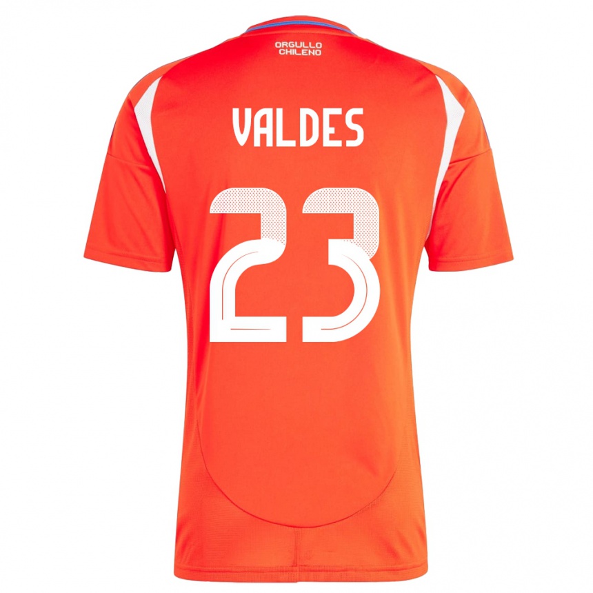 Kinder Fußball Chile Francisco Valdés #23 Rot Heimtrikot Trikot 24-26 T-Shirt Luxemburg