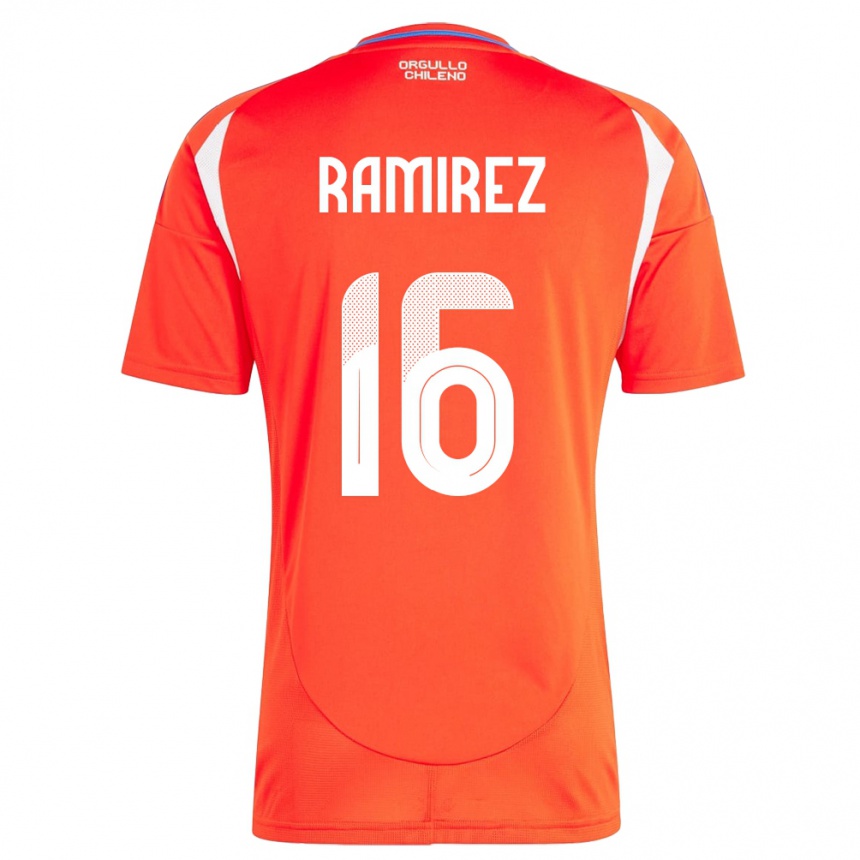 Kinder Fußball Chile Vicente Ramírez #16 Rot Heimtrikot Trikot 24-26 T-Shirt Luxemburg