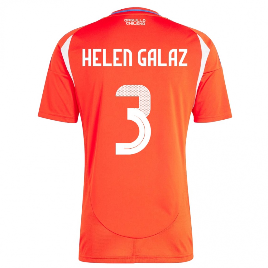 Kinder Fußball Chile Su Helen Galaz #3 Rot Heimtrikot Trikot 24-26 T-Shirt Luxemburg