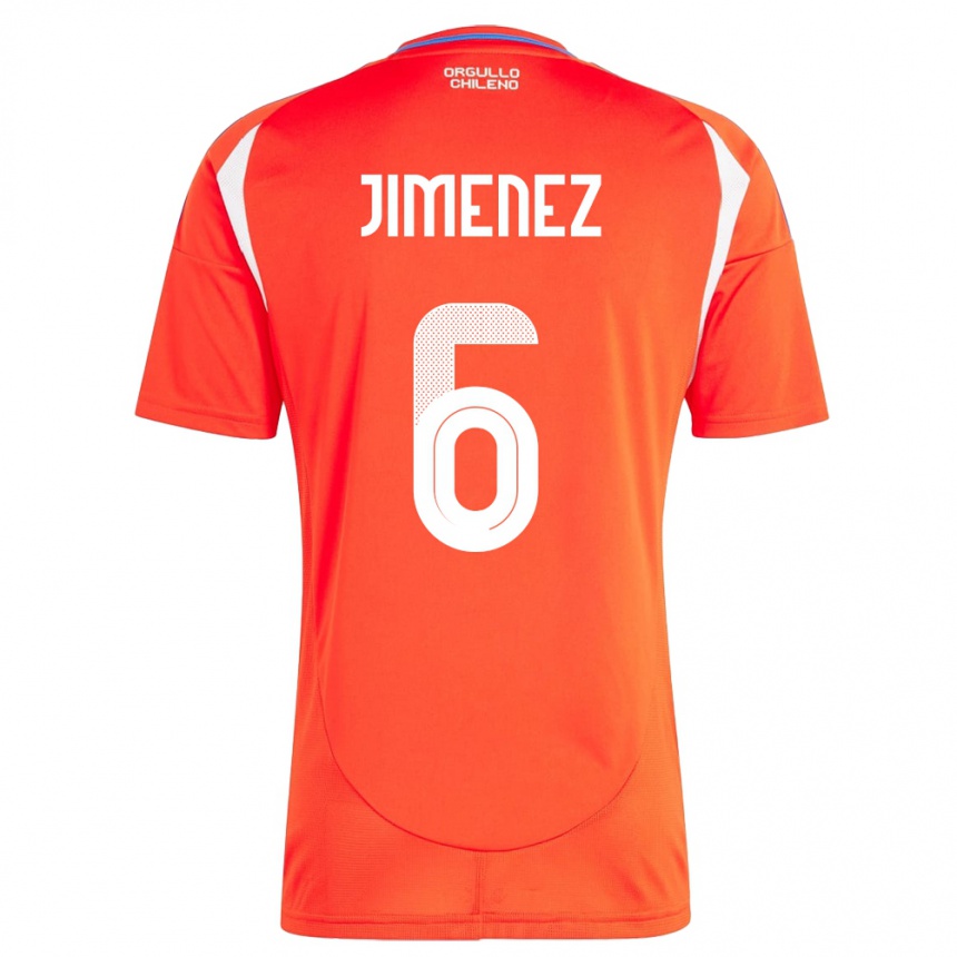 Kinder Fußball Chile Yastin Jiménez #6 Rot Heimtrikot Trikot 24-26 T-Shirt Luxemburg