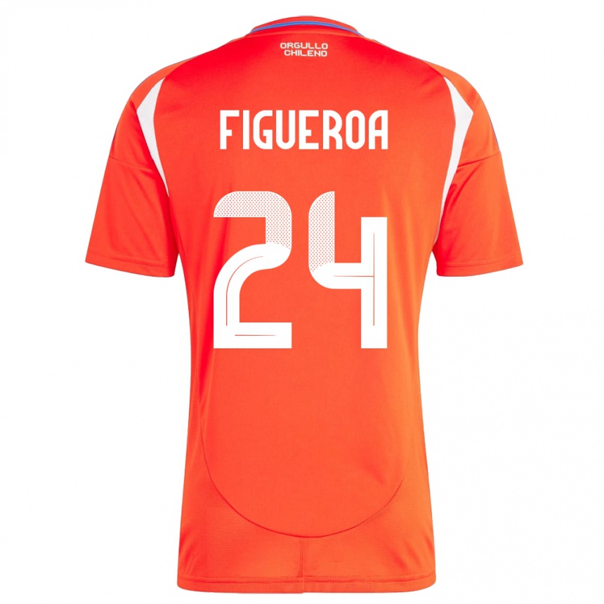 Kinder Fußball Chile Ámbar Figueroa #24 Rot Heimtrikot Trikot 24-26 T-Shirt Luxemburg