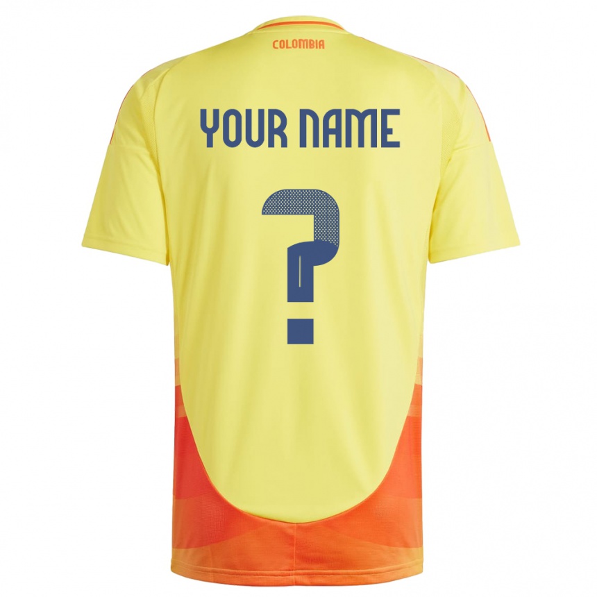 Kinder Fußball Kolumbien Ihren Namen #0 Gelb Heimtrikot Trikot 24-26 T-Shirt Luxemburg