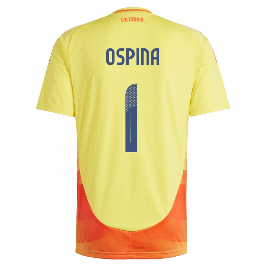 Kinder Fußball Kolumbien David Ospina #1 Gelb Heimtrikot Trikot 24-26 T-Shirt Luxemburg