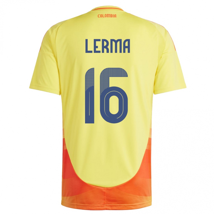 Kinder Fußball Kolumbien Jefferson Lerma #16 Gelb Heimtrikot Trikot 24-26 T-Shirt Luxemburg