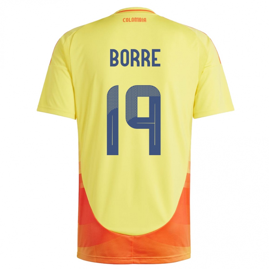 Kinder Fußball Kolumbien Rafael Borré #19 Gelb Heimtrikot Trikot 24-26 T-Shirt Luxemburg