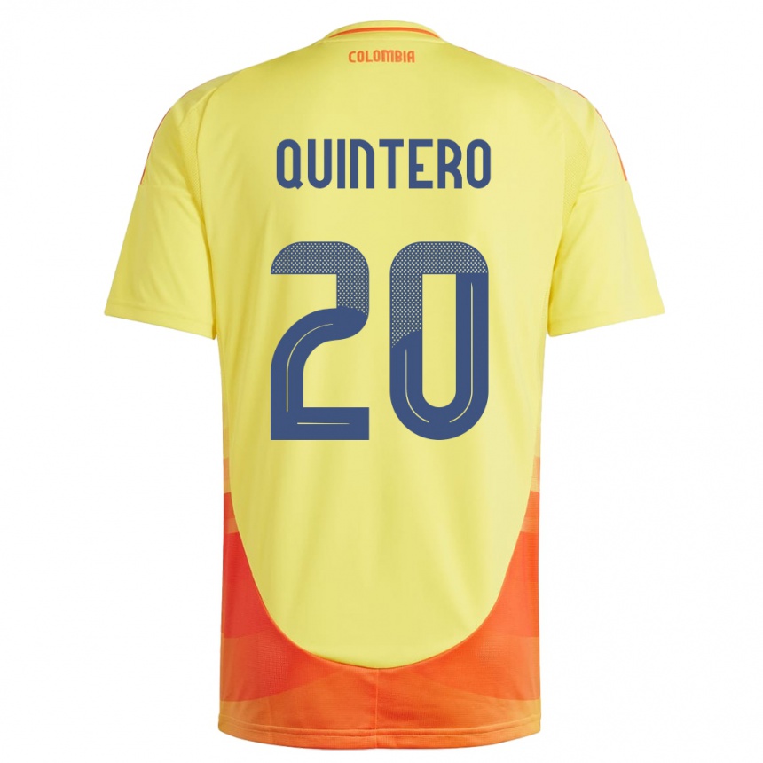 Kinder Fußball Kolumbien Juan Fernando Quintero #20 Gelb Heimtrikot Trikot 24-26 T-Shirt Luxemburg