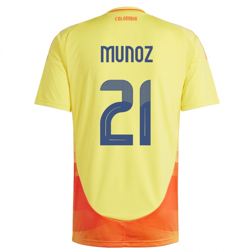 Kinder Fußball Kolumbien Daniel Muñoz #21 Gelb Heimtrikot Trikot 24-26 T-Shirt Luxemburg